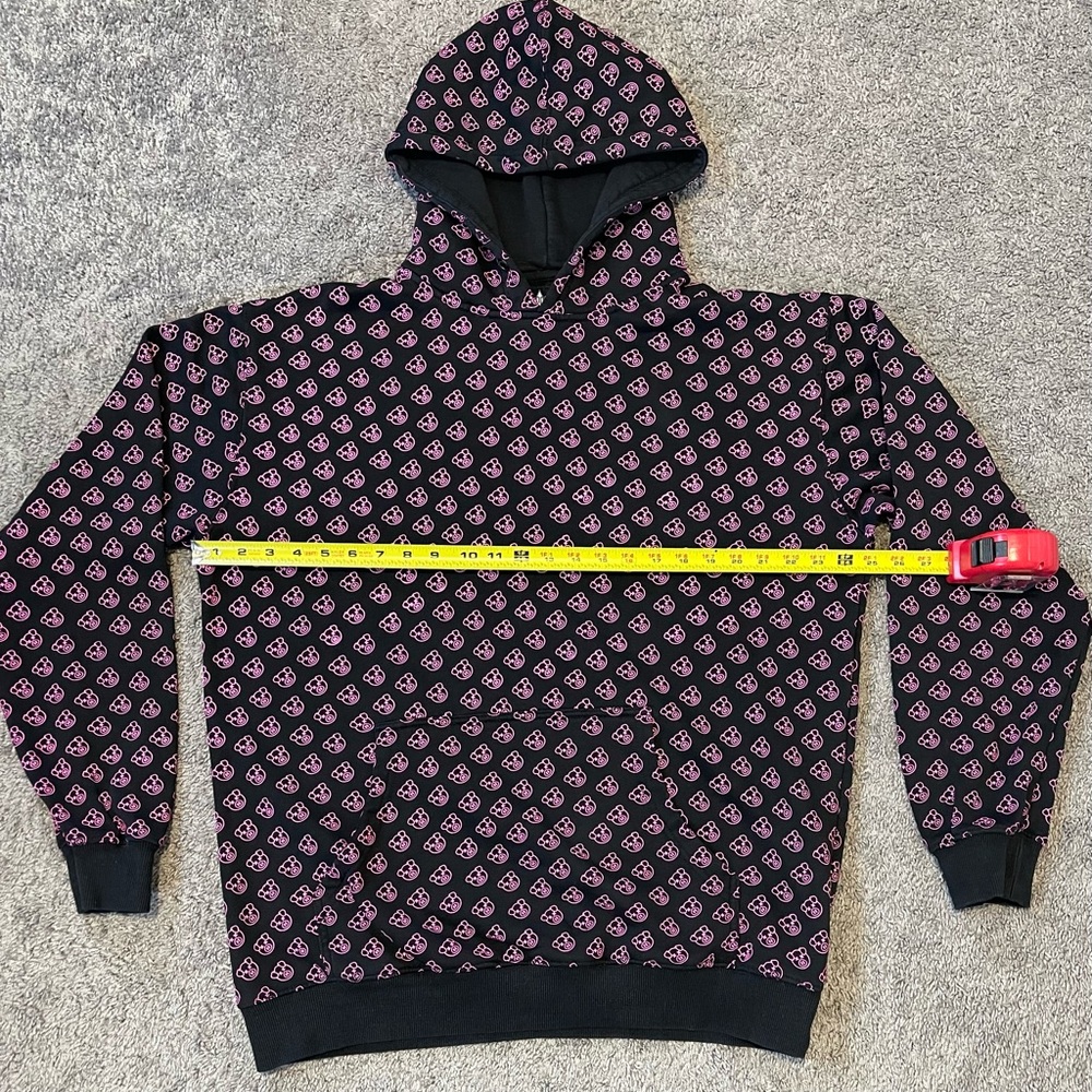 Men's Black and Pink Patterned Hoodie